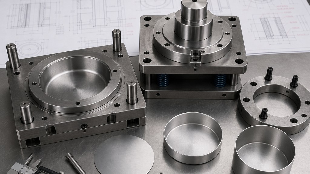 Metal mold tooling with technical drawings for custom model discussions